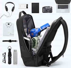 Plecak 4kom.pl Plecak antykradzieżowy Fenruien wodoodporny na laptopa do 15.6" wielofunkcyjny z portem USB Czarny 5