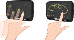 Klawiatura + mysz Alogy Bezprzewodowa dotykowa Klawiatura ekranowa USB Alogy Smart TV + touchpad H18 Czarna + Myszka BT + Podstawka regulowana 6