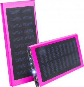 Latarka 4kom.pl PowerBank Solarny wodoodporny bank energii latarka LED ładowarka zewnętrzna Power Bank USB 20000mAh Różowy 2