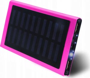 Latarka 4kom.pl PowerBank Solarny wodoodporny bank energii latarka LED ładowarka zewnętrzna Power Bank USB 20000mAh Różowy 3