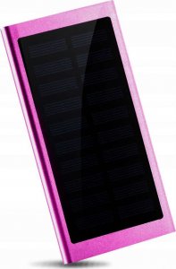 Latarka 4kom.pl PowerBank Solarny wodoodporny bank energii latarka LED ładowarka zewnętrzna Power Bank USB 20000mAh Różowy 6