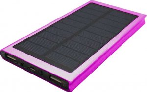 Latarka 4kom.pl PowerBank Solarny wodoodporny bank energii latarka LED ładowarka zewnętrzna Power Bank USB 20000mAh Różowy 7