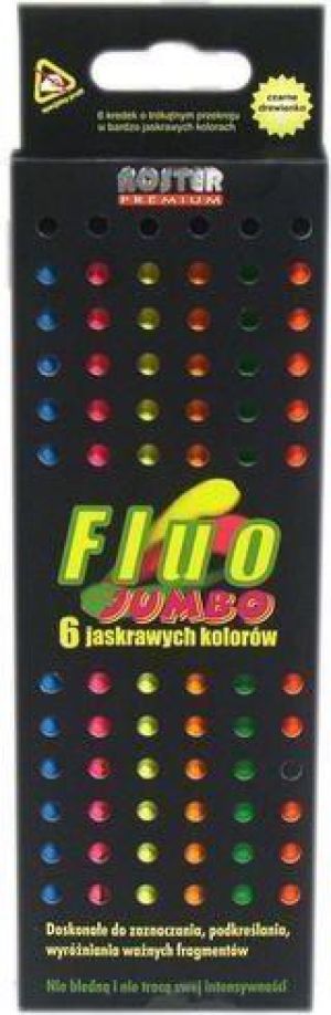 Noster Kredki ołówkowe 6 kolorów Fluorescencyjne Jumbo 1