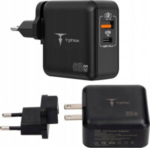 Ładowarka T-Phox ŁAD SIEC T-PHOX MEGA T-PP09 GAN PD 65W USB/USB-C BLACK 1