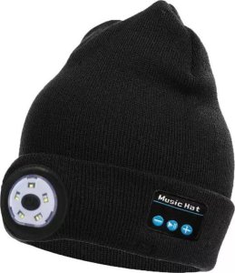 OEM CZAPKA Z LATARKĄ LED + WBUDOWANE SŁUCHAWKI BLUETOOTH, BLACK / CZARNY 1