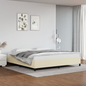 vidaXL vidaXL Rama łóżka, kremowe, 200x200 cm, obite sztuczną skórą 1