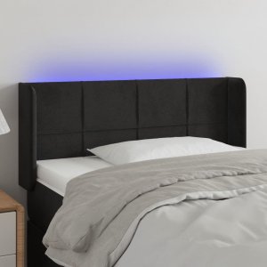 vidaXL vidaXL Zagłówek do łóżka z LED, czarny, 83x16x78/88 cm, aksamit 1