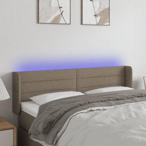 vidaXL vidaXL Zagłówek do łóżka z LED, taupe, 147x16x78/88 cm, tkanina 1