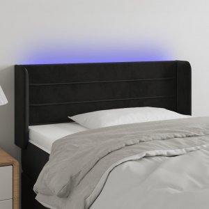 vidaXL vidaXL Zagłówek do łóżka z LED, czarny, 83x16x78/88 cm, aksamit 1