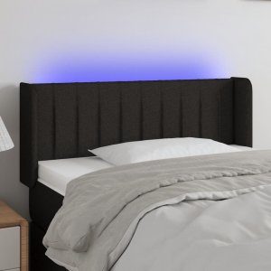 vidaXL vidaXL Zagłówek do łóżka z LED, czarny, 93x16x78/88 cm, tkanina 1