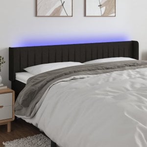 vidaXL vidaXL Zagłówek do łóżka z LED, czarny, 183x16x78/88 cm, tkanina 1