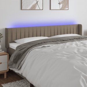 vidaXL vidaXL Zagłówek do łóżka z LED, taupe, 183x16x78/88 cm, tkanina 1