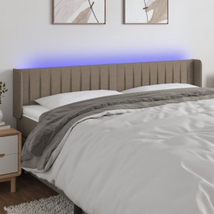 vidaXL vidaXL Zagłówek do łóżka z LED, taupe, 203x16x78/88 cm, tkanina 1