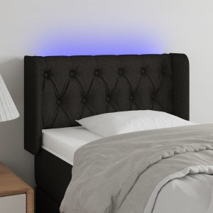 vidaXL vidaXL Zagłówek do łóżka z LED, czarny, 83x16x78/88 cm, tkanina 1