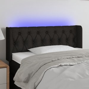 vidaXL vidaXL Zagłówek do łóżka z LED, czarny, 93x16x78/88 cm, tkanina 1