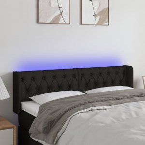 vidaXL vidaXL Zagłówek do łóżka z LED, czarny, 147x16x78/88 cm, tkanina 1