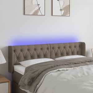 vidaXL vidaXL Zagłówek do łóżka z LED, taupe, 147x16x78/88 cm, tkanina 1