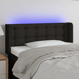 vidaXL vidaXL Zagłówek do łóżka z LED, czarny, 103x16x78/88 cm, tkanina 1