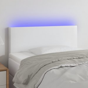 vidaXL vidaXL Zagłówek do łóżka z LED, biały, 90x5x78/88 cm, sztuczna skóra 1