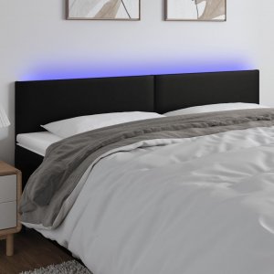 vidaXL vidaXL Zagłówek do łóżka z LED, czarny, 160x5x78/88 cm, sztuczna skóra 1