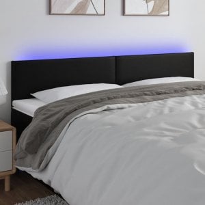 vidaXL vidaXL Zagłówek do łóżka z LED, czarny, 180x5x78/88 cm, sztuczna skóra 1