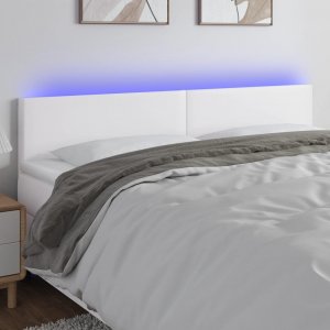 vidaXL vidaXL Zagłówek do łóżka z LED, biały, 180x5x78/88 cm, sztuczna skóra 1