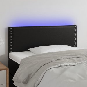 vidaXL vidaXL Zagłówek do łóżka z LED, czarny, 90x5x78/88 cm, sztuczna skóra 1