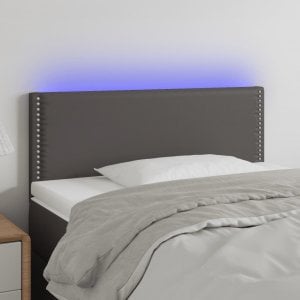 vidaXL vidaXL Zagłówek do łóżka z LED, szary, 90x5x78/88 cm, sztuczna skóra 1