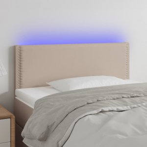 vidaXL vidaXL Zagłówek do łóżka z LED, cappuccino, 100x5x78/88 cm, ekoskóra 1