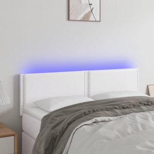 vidaXL vidaXL Zagłówek do łóżka z LED, biały, 144x5x78/88 cm, sztuczna skóra 1