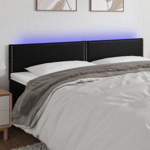 vidaXL vidaXL Zagłówek do łóżka z LED, czarny, 180x5x78/88 cm, sztuczna skóra 1