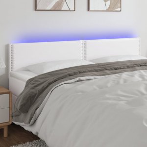 vidaXL vidaXL Zagłówek do łóżka z LED, biały, 180x5x78/88 cm, sztuczna skóra 1