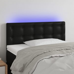 vidaXL vidaXL Zagłówek do łóżka z LED, czarny, 90x5x78/88 cm, sztuczna skóra 1