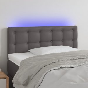 vidaXL vidaXL Zagłówek do łóżka z LED, szary, 90x5x78/88 cm, sztuczna skóra 1