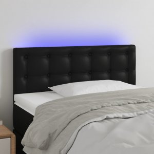 vidaXL vidaXL Zagłówek do łóżka z LED, czarny, 100x5x78/88 cm, sztuczna skóra 1