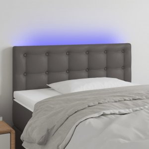 vidaXL vidaXL Zagłówek do łóżka z LED, szary, 100x5x78/88 cm, sztuczna skóra 1