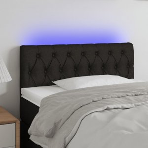 vidaXL vidaXL Zagłówek do łóżka z LED, czarny, 100x7x78/88 cm, tkanina 1