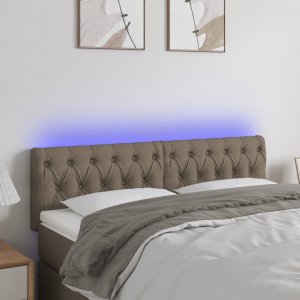 vidaXL vidaXL Zagłówek do łóżka z LED, taupe, 144x7x78/88 cm, tkanina 1