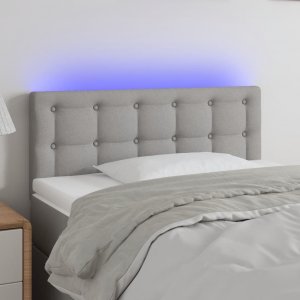 vidaXL vidaXL Zagłówek do łóżka z LED, jasnoszary, 100x5x78/88 cm, tkanina 1