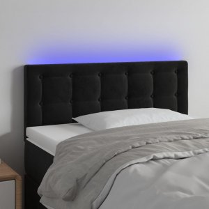 vidaXL vidaXL Zagłówek do łóżka z LED, czarny, 80x5x78/88 cm, aksamit 1