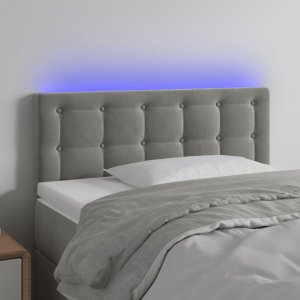 vidaXL vidaXL Zagłówek do łóżka z LED, jasnoszary, 100x5x78/88 cm, aksamit 1