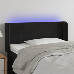 vidaXL vidaXL Zagłówek do łóżka z LED, czarny, 83x16x78/88 cm, aksamit 1