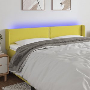 vidaXL vidaXL Zagłówek do łóżka z LED, zielony, 163x16x78/88 cm, tkanina 1