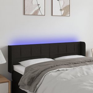 vidaXL vidaXL Zagłówek do łóżka z LED, czarny, 147x16x78/88 cm, tkanina 1