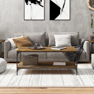 vidaXL Stolik kawowy, przydymiony dąb, 100x50x40 cm 3