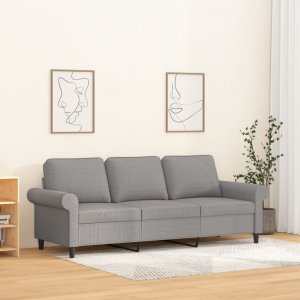 vidaXL vidaXL Sofa 3-osobowa, jasnoszara, 180 cm, tapicerowana tkaniną 1