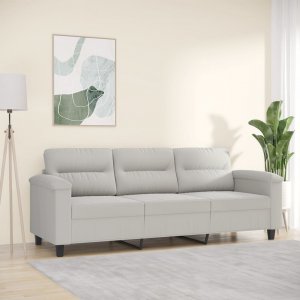 vidaXL vidaXL 3-osobowa sofa, jasnoszary, 180 cm, tapicerowana mikrofibrą 1