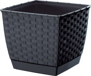 Prosperplast Doniczka kwadratowa RATOLLA SQUARE DRLK220-S433, Kolor Antracyt, Prosperplast, Wymiary 21x21x19 cm 1