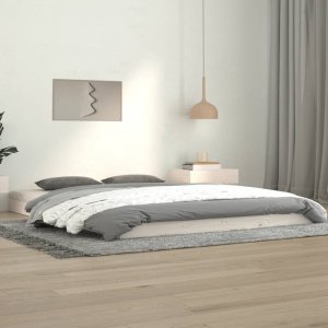 vidaXL vidaXL Rama łóżka, biała, 140 x 190 cm, lite drewno sosnowe 1