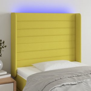 vidaXL vidaXL Zagłówek do łóżka z LED, zielony, 83x16x118/128 cm, tkanina 1